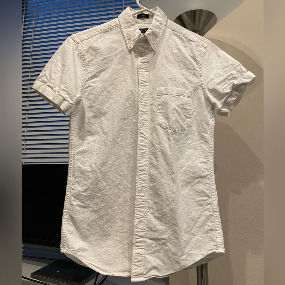 J Crew Oxford Slim Short Sleeve Shirt White